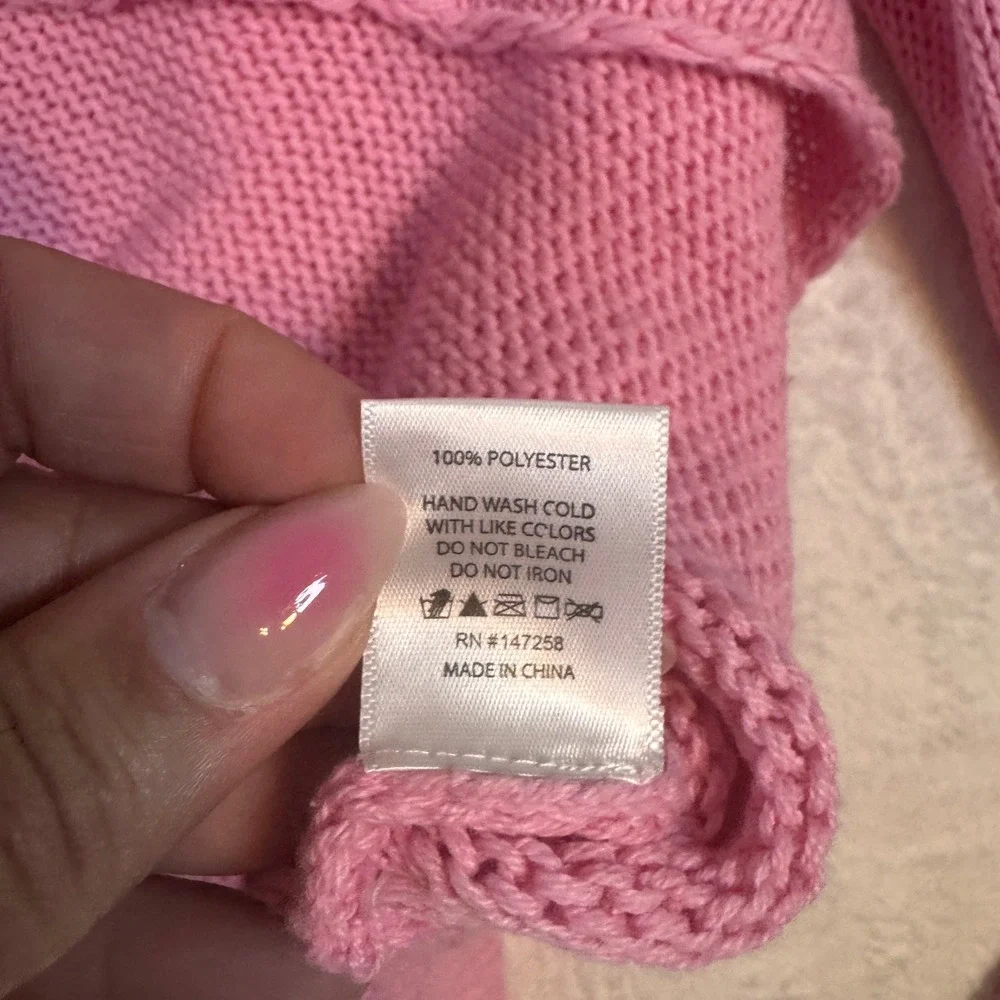 Simply Southern Sweater Sun Kissed‎ Graphic Open Knit L/XL Pink Womens